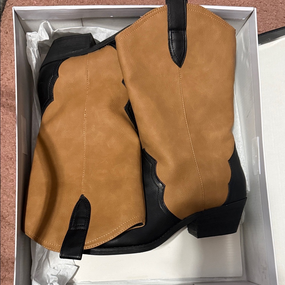 DV by Dolce Vita Tan and Black Heeled Boots